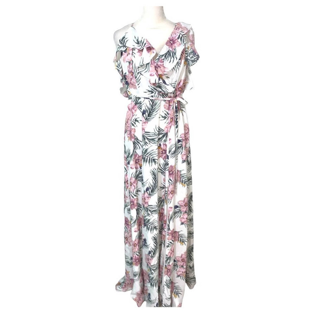 Privacy Please Tropical Floral Ruffle Maxi Dress with Slit